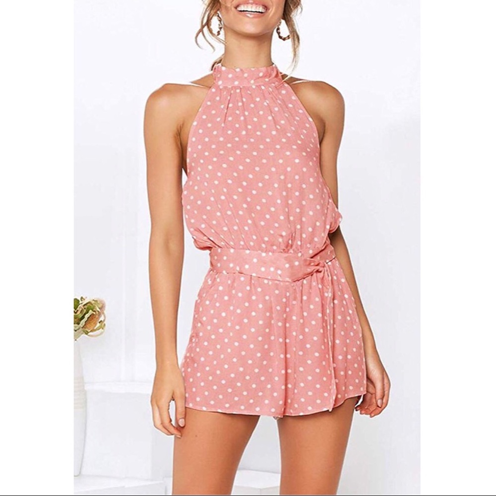 halter neck sleeveless romper